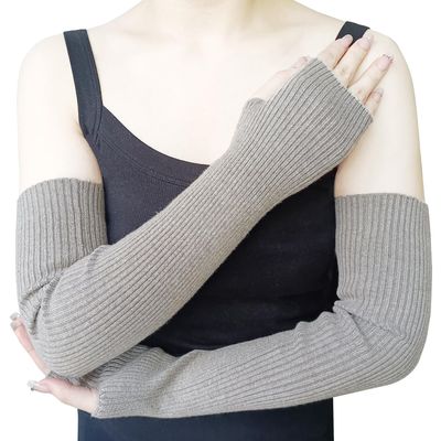 Share Maison Women's Arm Warmers with Thumb Hole Winter Fingerless Stretchy Cashmere Wool Long Gloves Sleeves (24-brown)