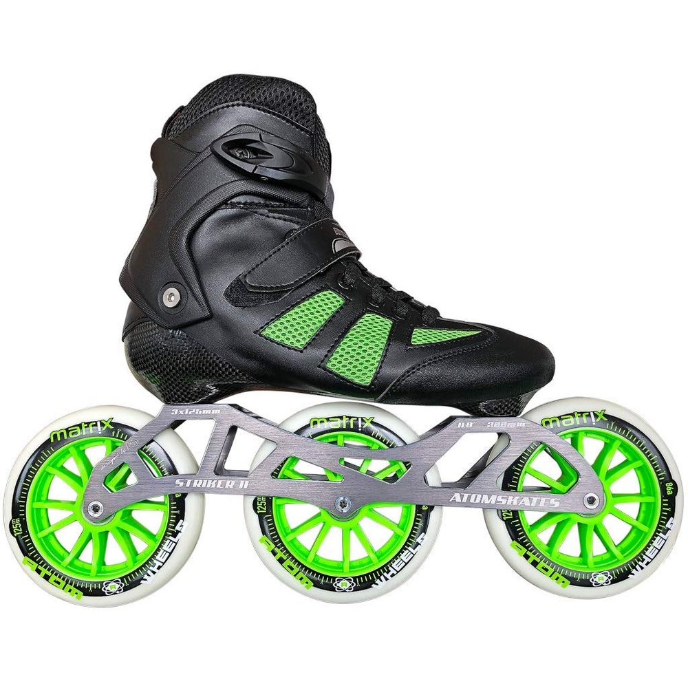 Atom Pro Fitness 3x125 Outdoor Inline Skate Package (Size 15 US, Green Wheels, Striker 11.8/3x125mm)