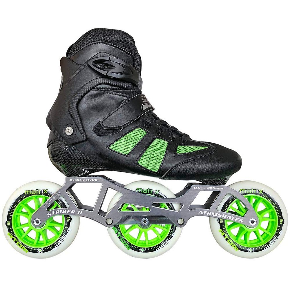 Atom Pro Fitness 3x110 Outdoor Inline Skate Package (Size 4 US, Green Wheels, Striker 11.6/3x110mm)