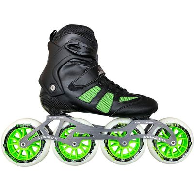 Atom Pro Fitness 4x110 Outdoor Inline Skate Package (Size 9 US, Green Wheels, Striker 4x110-195/13.2)