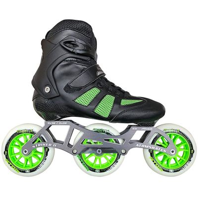 Atom Pro Fitness 3x110 Outdoor Inline Skate Package (Size 15 US, Green Wheels, Striker 11.6/3x110mm)