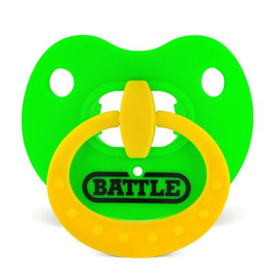 Battle Sports Binky Oxygen Football Mouthguard - Detachable Strap, Maximum Breathability, Works with Braces & No Boiling Required - Neon Green/Yellow