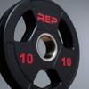 Rep Fitness 45lb Rubber Coated Olympic Plate Set and Hard Chrome EZ Curl Barbell view 4