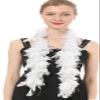 Flydreamfeathers Feather Boa 25 Gram, 4 Feet Long Chandelle Feather Boa, Great for Party, Wedding, Halloween Costume, Christmas Tree, Decoration (White W/Silver Tinsel) view 1