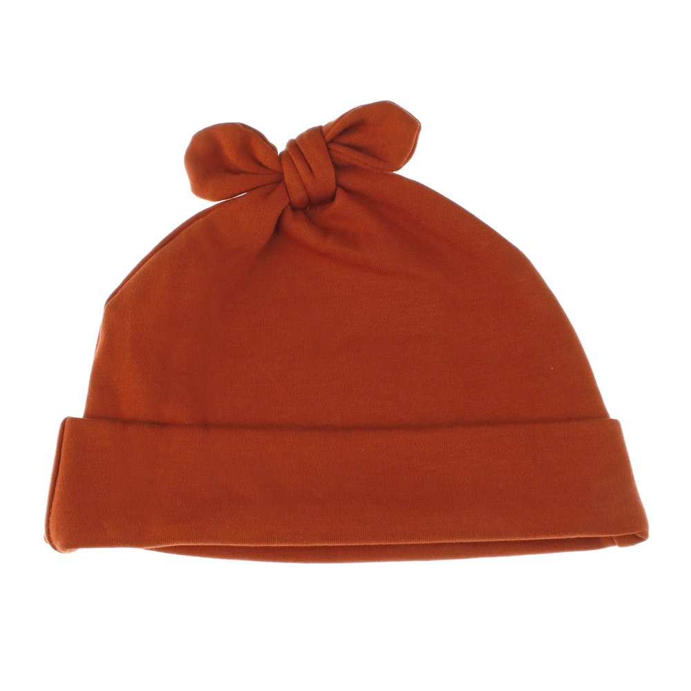 My Lello Baby Vintage Rabbit Ears Cotton Beanie Hat - (0-6mo) - Rust Orange
