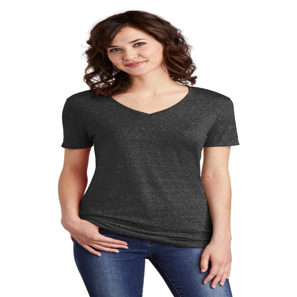 JERZEES Women's Snow Heather Jersey V-Neck XL Black Ink