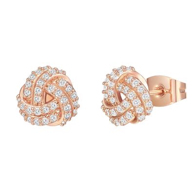 PAVOI CZ Classic Stud Earrings, 925 Silver, Rose Gold, Size 8.3 Millimeters