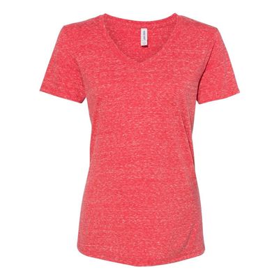 JERZEES Women's Snow Heather Jersey V-Neck S Red