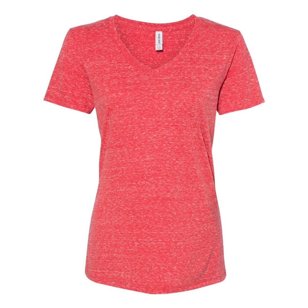 JERZEES Women's Snow Heather Jersey V-Neck S Red