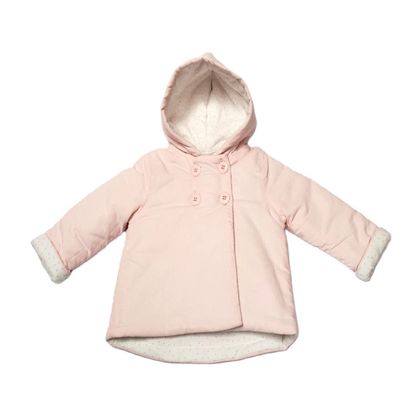 Fall Winter Warm Coat Button Jacket Outwear Hoodie Sweatshirt Soft Corduroy Coat- 100% Cotton, Baby size (1 M - 24 M) (Pink, 12 Months)