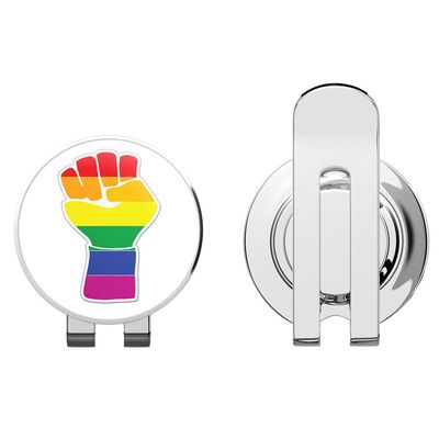 888 Graphics Gay Pride Clenched Fist Golf Hat Clip with Magnetic Ball Marker