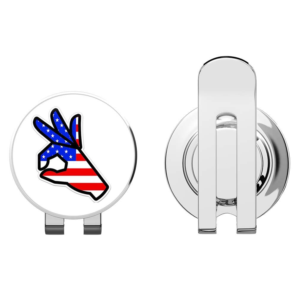 888 Graphics American Flag A OK Golf Hat Clip with Magnetic Ball Marker