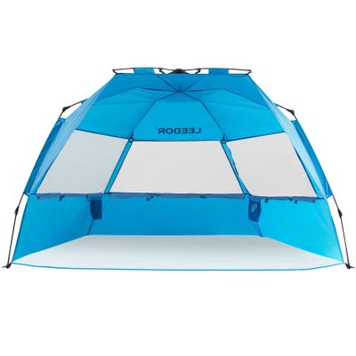 Leedor Beach Tent Sun Shelter Instant Beach Umbrella Easy with UPF 50+ UV Portable Windproof Pop Up Shade for 3 to 4 Person for Family Patent Pending