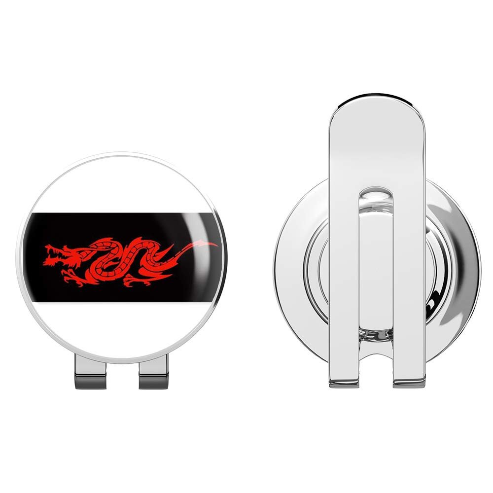 888 Graphics Dragon Red on Black Golf Hat Clip with Magnetic Ball Marker