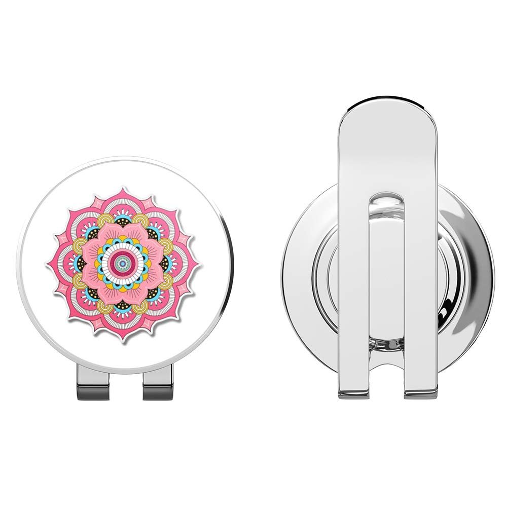 888 Graphics Mandala Beautiful Pink Golf Hat Clip with Magnetic Ball Marker