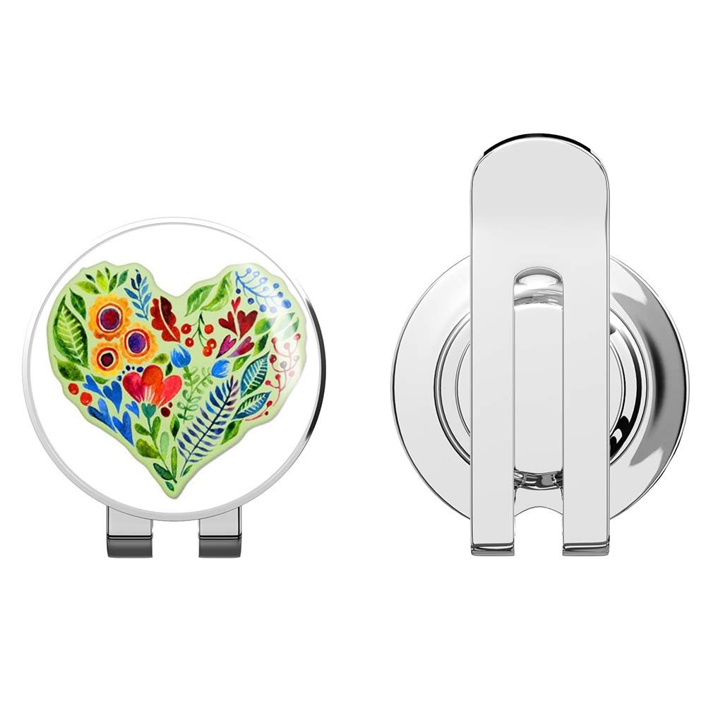 888 Graphics Floral Heart Watercolor Golf Hat Clip with Magnetic Ball Marker