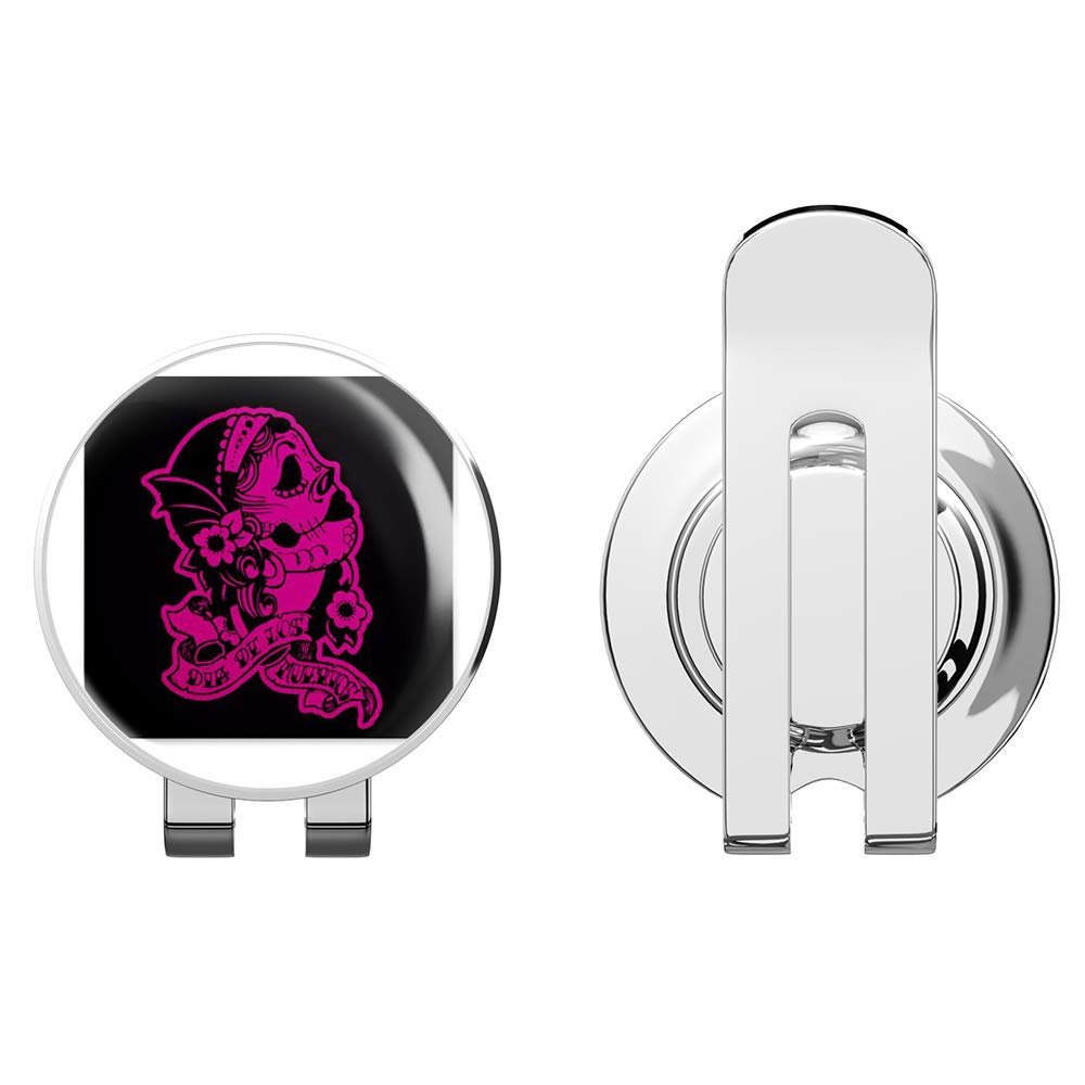 888 Graphics Dia De Los Muertos Woman on Black Golf Hat Clip with Magnetic Ball Marker