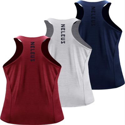 NELEUS Men's 3 Pack Running Tank Tops Dry Fit Muscle Athletic Workout Shirts,5069,Navy,Light Grey,Red,US XL,EU 2XL