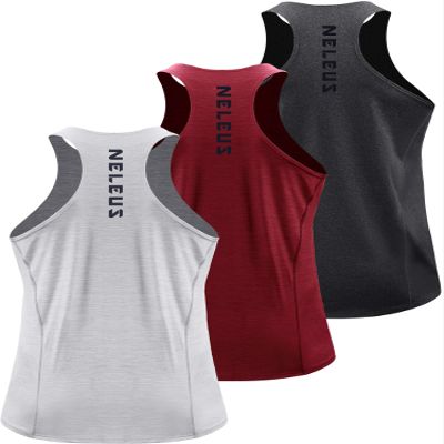 NELEUS Men's 3 Pack Running Tank Tops Dry Fit Muscle Athletic Workout Shirts,5069,Grey Black,Light Grey,Red,US L,EU XL