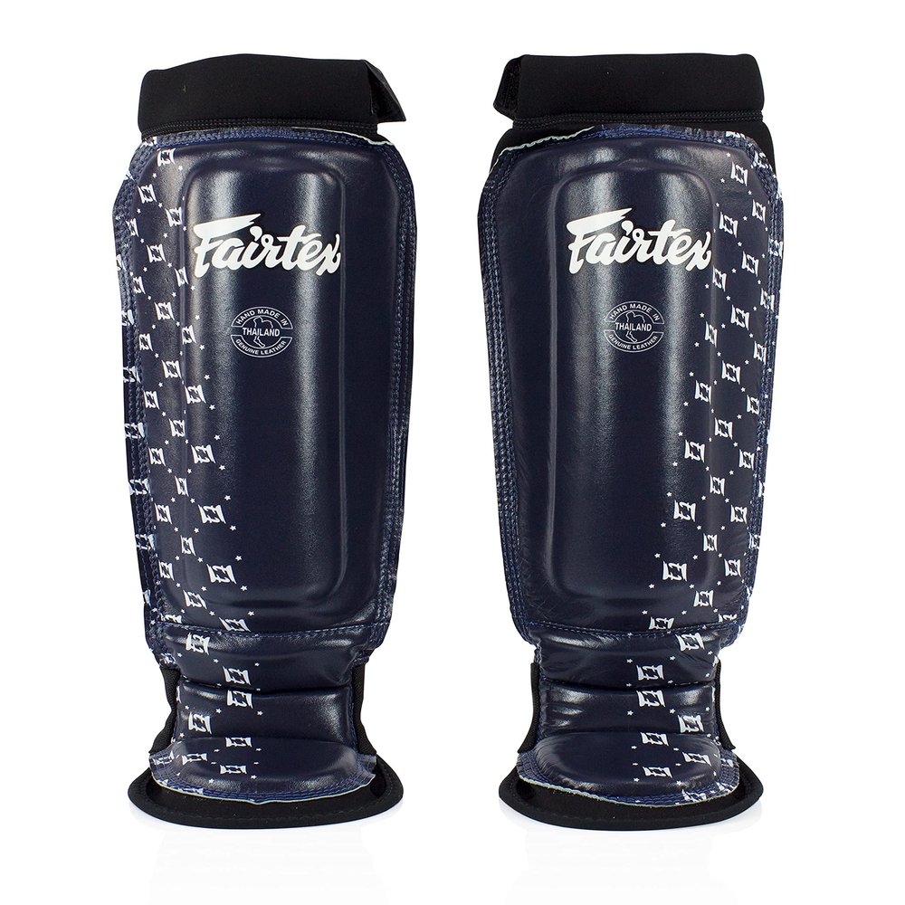 Fairtex SP6 Muay Thai Shin Guards for Men, Women, Kids | Shin Guards Made with Neoprene Material & are Premium, Lightweight & Durable | Reinforced Paddings on The Shins (Blue/Large)