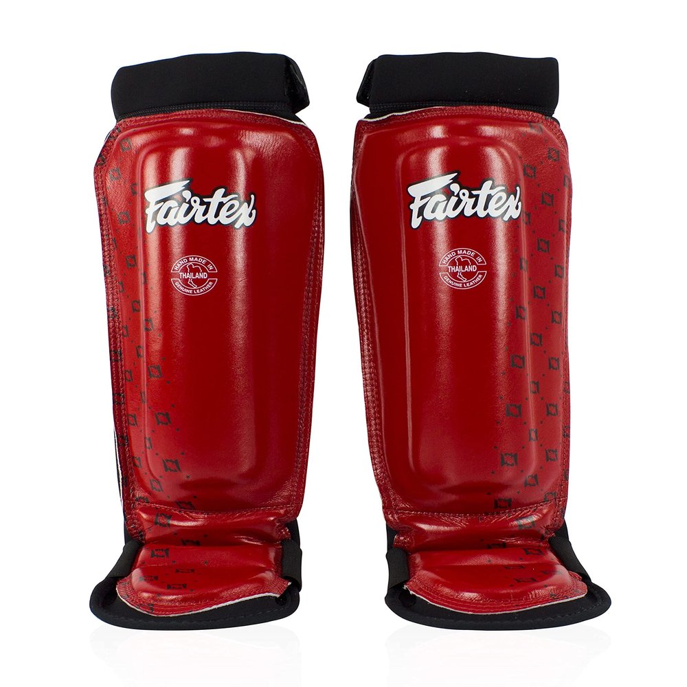 Fairtex SP6 Muay Thai Shin Guards for Men, Women, Kids | Shin Guards Made with Neoprene Material & are Premium, Lightweight & Durable | Reinforced Paddings on The Shins (Red/Large)