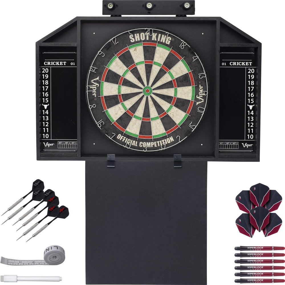 Resolute Dart Backboard, Shot King, Viper V100 Standard Red Flights Flights, Viperlock Shade Shafter Med Red