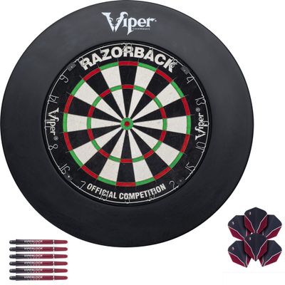 Viper by GLD Products Guardian Surround Black, Razor Back, V100 Standard Red Flights, Lock Shade Medium Red Shafts, Additional Darts