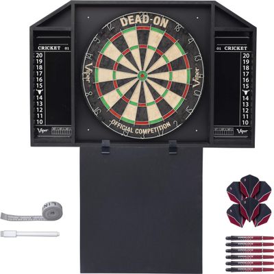 Viper by GLD Products Resolute Dart Backboard, Dead On, Viper V100 Standard Red Flights, Viperlock Shade Medium Red Shafts, Additional Darts, Black