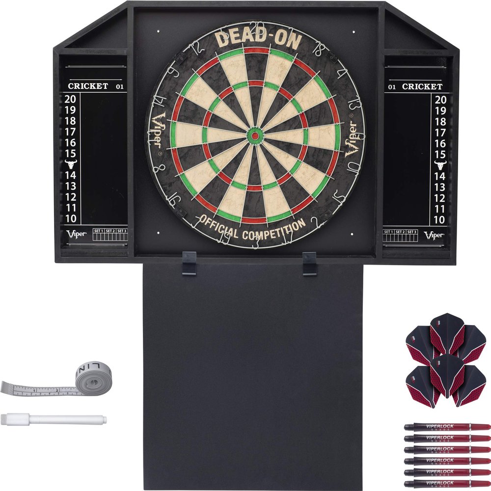 Viper by GLD Products Resolute Dart Backboard, Dead On, Viper V100 Standard Red Flights, Viperlock Shade Medium Red Shafts, Additional Darts, Black