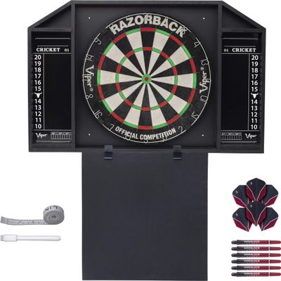Viper by GLD Products Resolute Dart Backboard, Razor Back, Viper V100 Standard Red Flights, Viperlock Shade Medium Red Shafts, Additional Darts, Black