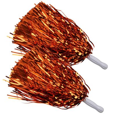 ICObuty Metallic Cheerleading Pom Poms Foil Fluffy 12 inch 2 Pack NO Sheddingfor Sport Squads Dance Hen Party Stage Performance Celebration (Orange)