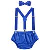 AWAYTR Baby Boys Cake Smash Outfit - First Birthday Party Suspenders Bow Tie Bloomers Set (Royal blue) view 1