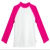 Made in USA Long Sleeve Girls' Rashguard Swimming Suit Swim Tshirt Tee UPF50+ Sun Protection for Beach Pool Summer Fun, White w/Hot Pink, 2T view 1