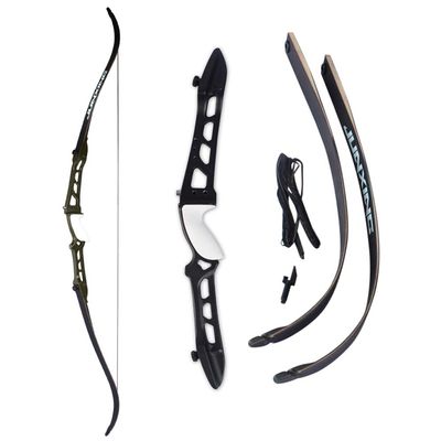 68" Archery Takedown Recurve Bow and Arrows Aluminum18lbs-40lbs Bow Riser Hunting Recurve Bows Target Practice Longbow with 6pcs Carbon Arrows for Shooting Competition Game (Type1,Black, 18lbs)
