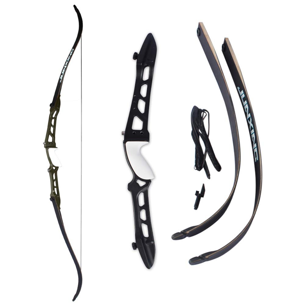 68" Archery Takedown Recurve Bow and Arrows Aluminum18lbs-40lbs Bow Riser Hunting Recurve Bows Target Practice Longbow with 6pcs Carbon Arrows for Shooting Competition Game (Type1,Black, 22lbs)