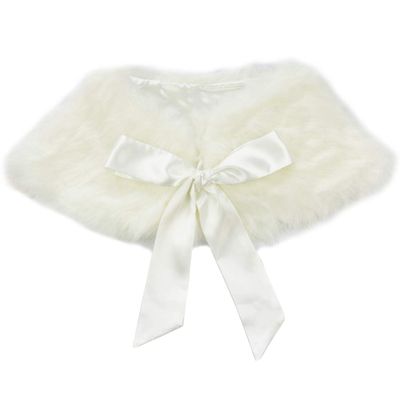 easyforever Kids Big Girls Faux Fur Bolero Shrug Jacket Cloak Princess Cape Accessories for Wedding Beige One_Size