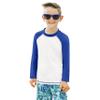 City Threads Boys Rashguard Swim Shirt UPF 50+ Soft Comfortable Durable Sun Protection Made in USA, White with Royal Blue, 3T view 1