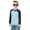 City Threads Boys Rashguard Swim Shirt UPF 50+ Soft Comfortable Durable Sun Protection Made in USA, Bright Light Blue with Navy, 4Y view 1