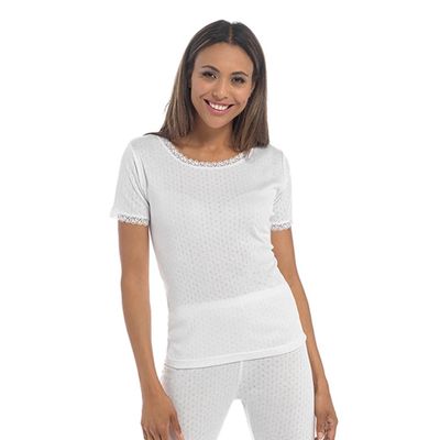 2 Pack Womens Hot Stuff Co Thermal Short Sleeve Vest White Small