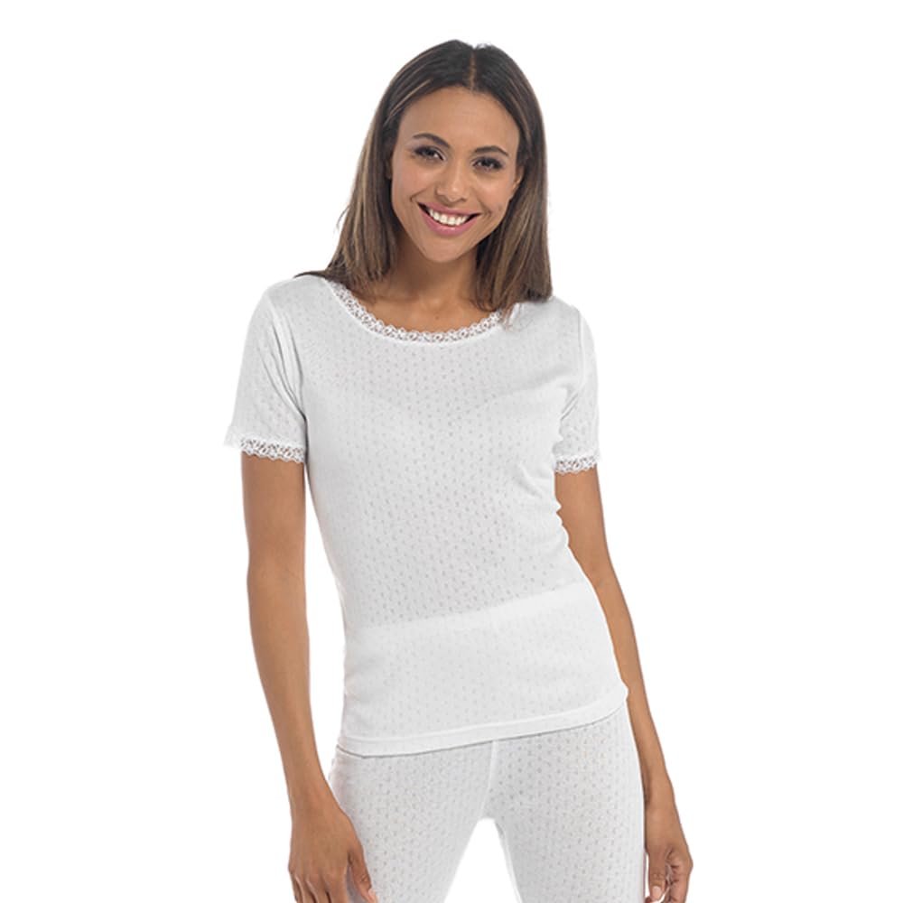 2 Pack Womens Hot Stuff Co Thermal Short Sleeve Vest White Small