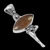Natural Marquise Shape Golden Rutile Gemstone 925 Sterling Silver Religious Pendants view 2