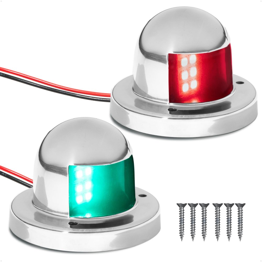 Five Oceans Boat Navigation Lights - LED Bow Light, Navigation Lights for Boats LED Red and Green, Boat Lights Navigation Horizontal Mount Sidelight, 12V, USCG Rules 2NM - FO4431-C1