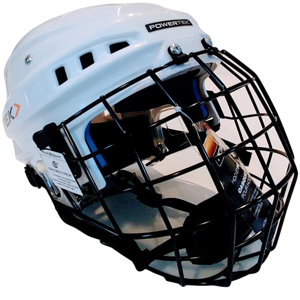 V3.0 Hockey Player Helmet with cage - White (Medium, White)