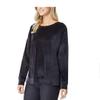 32 DEGREES Ladies' Crewneck Drop Shoulder Velour Pullover (L, Black) view 3