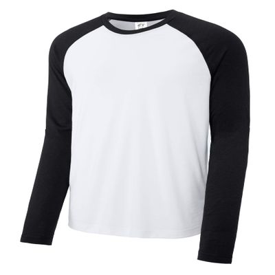 Gravity Threads Long Sleeve Tri-Blend Wicking Raglan Tee - Black/White - 4XL