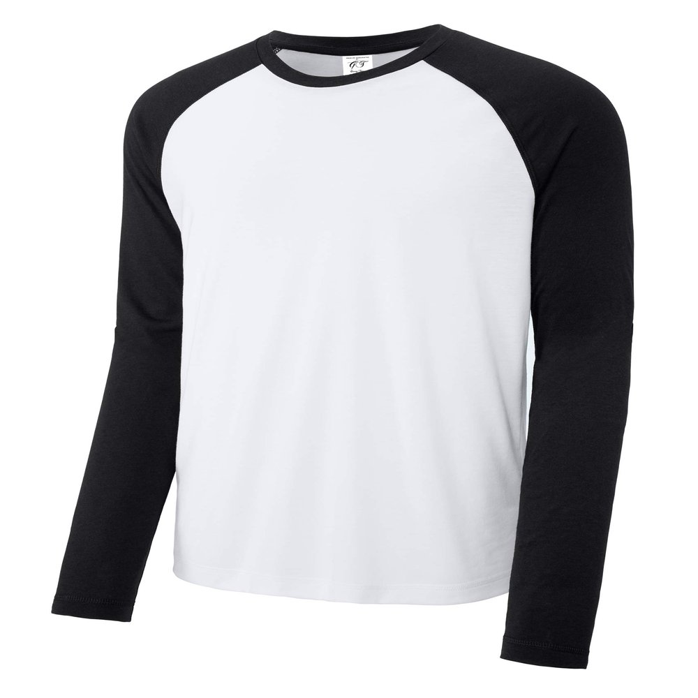 Gravity Threads Long Sleeve Tri-Blend Wicking Raglan Tee - Black/White - 4XL