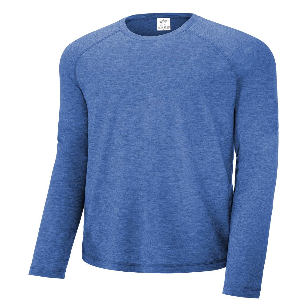Gravity Threads Long Sleeve Tri-Blend Wicking Raglan Tee - Royal/Heather - L