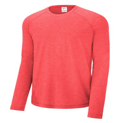 Gravity Threads Long Sleeve Tri-Blend Wicking Raglan Tee - Red - M