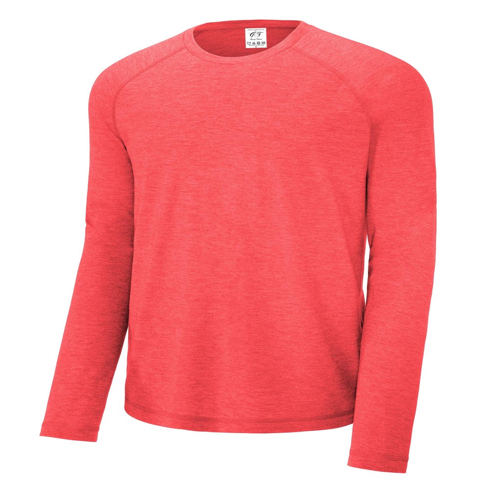 Gravity Threads Long Sleeve Tri-Blend Wicking Raglan Tee - Red - M