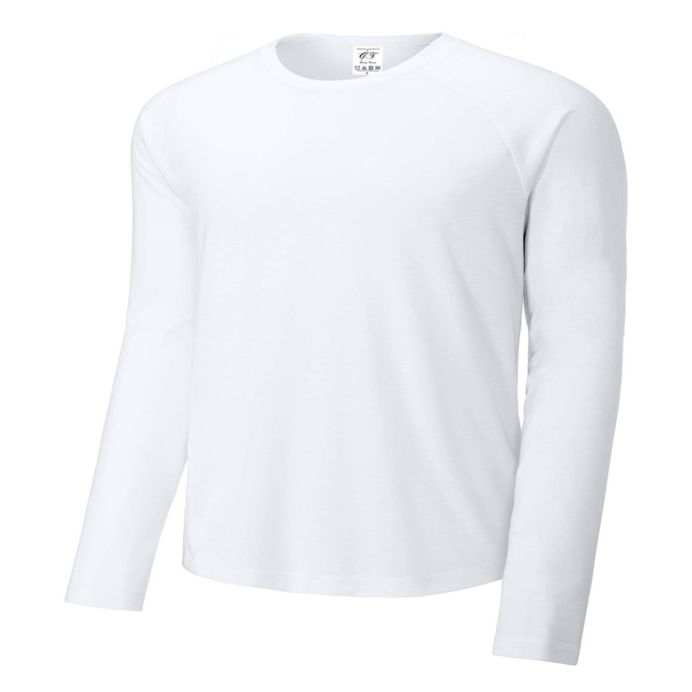 Gravity Threads Long Sleeve Tri-Blend Wicking Raglan Tee - White - L